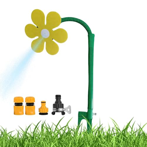 Crazy Daisy Sprinkler Blume, 360 Grad Rotierendes Garten Wassersprinkler, Rasensprinkler Tanzende Blume, Spritzblume Garten Spielzeug Für Kinder Draußen Haustiere (Gelb) von Dewppxi