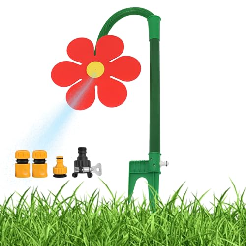 Crazy Daisy Sprinkler Blume, 360 Grad Rotierendes Garten Wassersprinkler, Rasensprinkler Tanzende Blume, Spritzblume Garten Spielzeug Für Kinder Draußen Haustiere (Rot) von Dewppxi