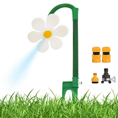 Crazy Daisy Sprinkler Blume, 360 Grad Rotierendes Garten Wassersprinkler, Rasensprinkler Tanzende Blume, Spritzblume Garten Spielzeug Für Kinder Draußen Haustiere (Weiß) von Dewppxi