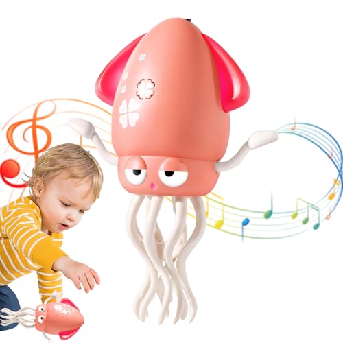 Dewppxi Electric Dancing Octopus Toy, Oktopus Krabbelspielzeug, Tanzender Oktopus Baby Spielzeug Mit LED-Lichtern Und Musik für die Bauchlage, Krabbelspielzeug für Junge Mädchen (Rosa) von Dewppxi