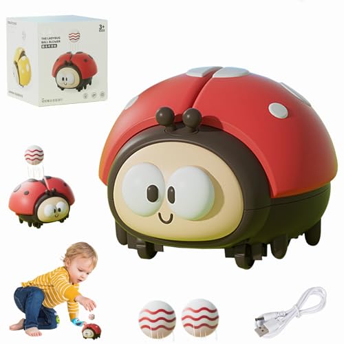 Marienkäfer Spielzeug,Marienkäfer Ballgebläse Spiel,Marienkäfere Luftballon Spielzeug Set Mit 2 Bällen, Sinnesspiele Kinder,Lernspielzeug Set Marienkäfere Sensorischen USB Wiederaufladbar (Rot-1Set) von Dewppxi