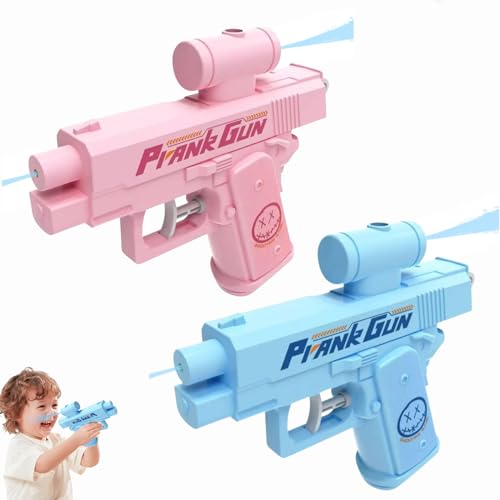 Prank Two Way Water Gun, Prank Squirt Gun, Prank Wasserpistole mit Rückspritzeffekt, Double Sided Reverse Water Gun, Scherz-Zweiwege-Wasserpistole für Erwachsene und Kinder (Blau+Rosa) von Dewppxi