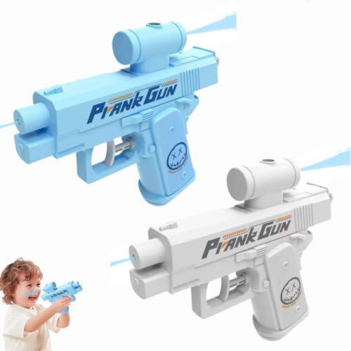 Prank Two Way Water Gun, Prank Squirt Gun, Prank Wasserpistole mit Rückspritzeffekt, Double Sided Reverse Water Gun, Scherz-Zweiwege-Wasserpistole für Erwachsene und Kinder (Blau+Weiß) von Dewppxi