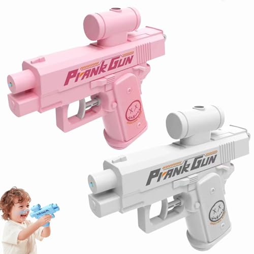 Prank Two Way Water Gun, Prank Squirt Gun, Prank Wasserpistole mit Rückspritzeffekt, Double Sided Reverse Water Gun, Scherz-Zweiwege-Wasserpistole für Erwachsene und Kinder (Weiß+Rosa) von Dewppxi