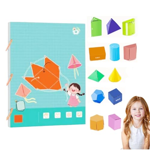 Pull String 3D Geometry Learning Book, 3D-Geometrie-Lernbuch mit Zugschnur, Interaktives Geometrie-Lernset mit Pop-up-Modellen, Geometrie Lernspielzeug Geschenk für Jungen und Mädchen (12 models) von Dewppxi