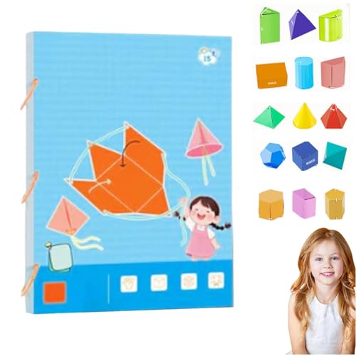 Pull String 3D Geometry Learning Book, 3D-Geometrie-Lernbuch mit Zugschnur, Interaktives Geometrie-Lernset mit Pop-up-Modellen, Geometrie Lernspielzeug Geschenk für Jungen und Mädchen (15 models) von Dewppxi