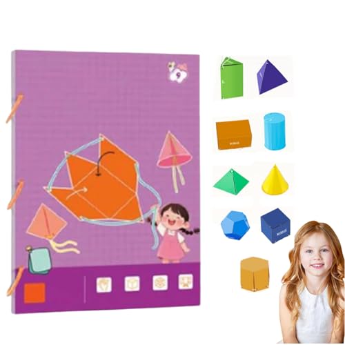 Pull String 3D Geometry Learning Book, 3D-Geometrie-Lernbuch mit Zugschnur, Interaktives Geometrie-Lernset mit Pop-up-Modellen, Geometrie Lernspielzeug Geschenk für Jungen und Mädchen (9 models) von Dewppxi