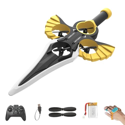 RC-Gleiter Flying Sword, ferngesteuertes Flugschwert – (Handbewegungs-/Controller-Modus), 3-Gang-Steuerung, leichtes einfach zu fliegendes RC-Gleiter-Modell, Geschenk für Jugendliche (Gold+1battery) von Dewppxi