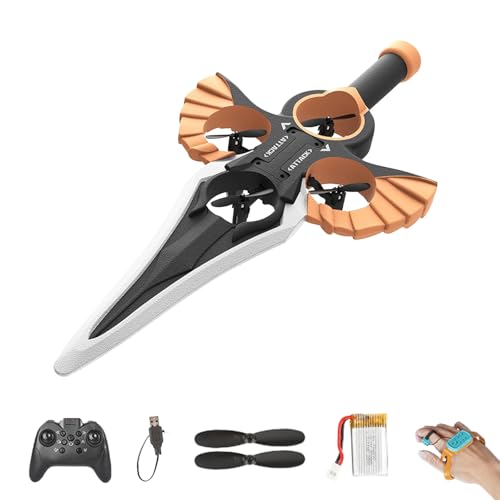 RC-Gleiter Flying Sword, ferngesteuertes Flugschwert – (Handbewegungs-/Controller-Modus), 3-Gang-Steuerung, leichtes einfach zu fliegendes RC-Gleiter-Modell, Geschenk für Jugendliche (Orange+1battery) von Dewppxi