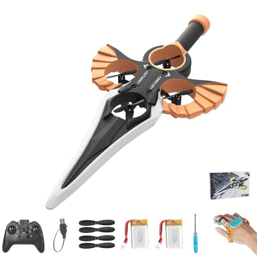 RC-Gleiter Flying Sword, ferngesteuertes Flugschwert – (Handbewegungs-/Controller-Modus), 3-Gang-Steuerung, leichtes einfach zu fliegendes RC-Gleiter-Modell, Geschenk für Jugendliche (Orange+2battery) von Dewppxi