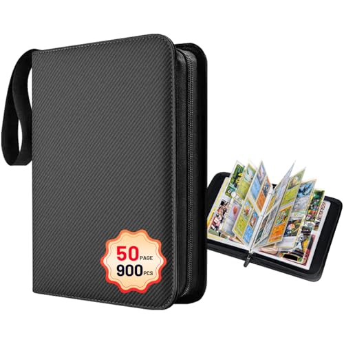 9 Pocket Trading Card Binder Double-Sided Up to 900 Cards, PU Cover Side Loading Card Collection Binder with Zipper, Use with P-okemon Yugioh Cards, TCG MTG Binder Sports Card Game 9 Pocket Trading Card Binder Double-Sided Up to 900 Cards, PU Cover Side Loading Card Collection Binder with Zipper, Use with P-okemon Yugioh Cards, TCG MTG Binder Sports Card Game von Dezanyc