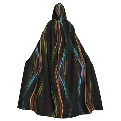 Dfeppjhg Farbenfroher Linien-Kunstdruck, Kapuzenumhang mit Kapuze, Halloween, Weihnachten, Party, Cosplay-Kostüme von Dfeppjhg