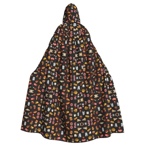 Dfeppjhg Kapuzenumhang mit Hühnerbein und Burger-Getränke, mit Kapuze, Halloween, Weihnachten, Party, Cosplay-Kostüme von Dfeppjhg