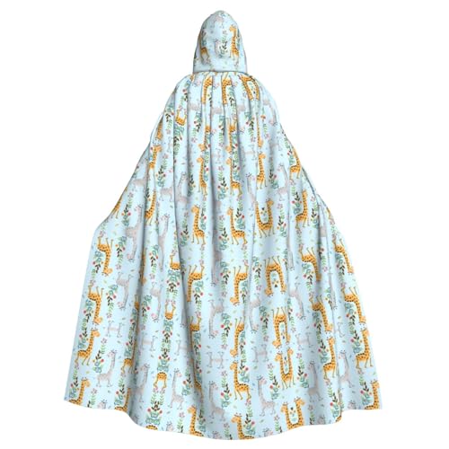 Dfeppjhg Kapuzenumhang mit niedlichem Giraffen-Blumendruck, mit Kapuze, Halloween, Weihnachten, Party, Cosplay-Kostüm von Dfeppjhg