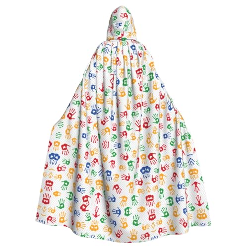 Dfeppjhg Umhang mit Kapuze, bunt, Handformen, Regenbogen-Druck, mit Kapuze, Halloween, Weihnachten, Party, Cosplay-Kostüm Dfeppjhg Umhang mit Kapuze, bunt, Handformen, Regenbogen-Druck, mit Kapuze, Halloween, Weihnachten, Party, Cosplay-Kostüm von Dfeppjhg