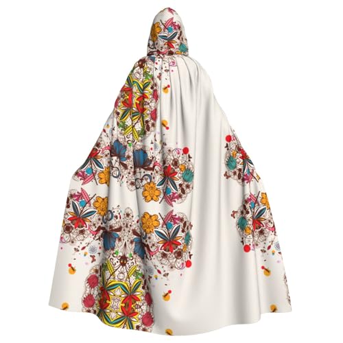 Dfeppjhg Umhang mit Kapuze und buntem Blumen- und Schmetterlings-Druck, für Halloween, Weihnachten, Party, Cosplay-Kostüme Dfeppjhg Umhang mit Kapuze und buntem Blumen- und Schmetterlings-Druck, für Halloween, Weihnachten, Party, Cosplay-Kostüme von Dfeppjhg