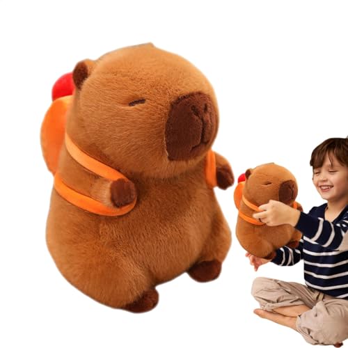 Dfstvup Capybara Plüsch, Plüsch Capybara,Umarme weiches dekoratives Spielzeug | Capybara Plüschspielzeug süßes Kissen mit abnehmbarem Rucksack für Freundin Mutter Jubiläen Valentinstag Geburtstage von Dfstvup