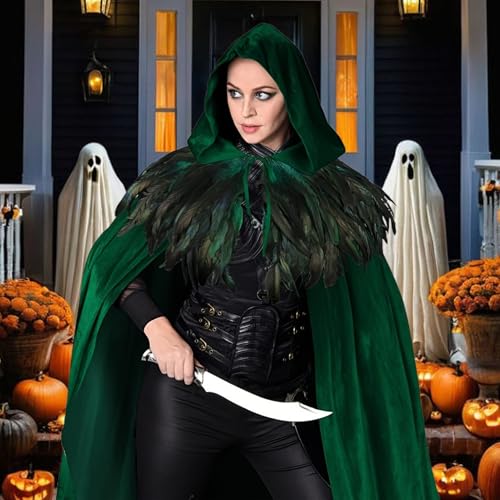 Dfstvup Halloween Kapuzenumhang | Halloween Cosplay Kostüm Mit Kapuze | Unisex Gewand Herren Damen Hexenkostüm für Mottopartys von Dfstvup