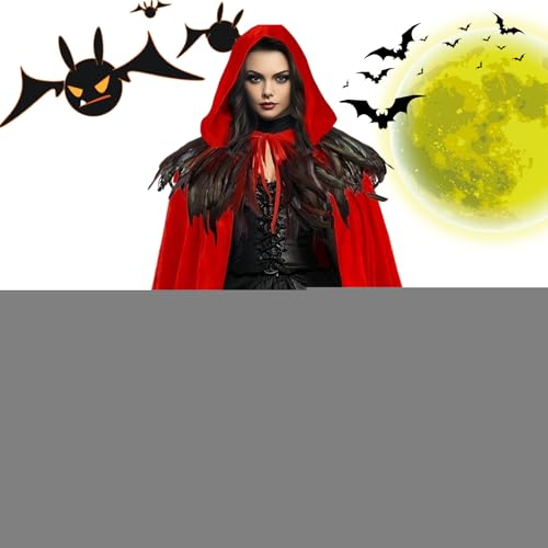 Dfstvup Kapuzenumhang,Halloween Cosplay Kostüm Mit Kapuze | Unisex Umhang Mantel Accessoire Für Damen Herren Mittelalter Hexenkostüm von Dfstvup