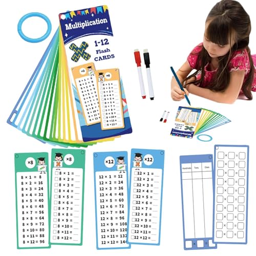Dfstvup Multiplikations -Flash -Karten, Multiplikationstisch -Flash -Karten, Addition Flash Card, 2 trockene Stifte, doppelseitiges Bildungsspielzeug für die Schule der 1. bis 3. Klasse von Dfstvup