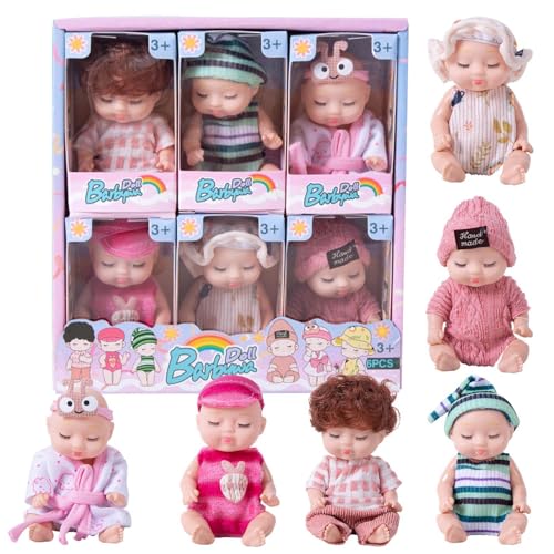 6pcs Sleeping Reborn Dolls, Small Reborn Doll Set, Collectible Reborn Sleeping Dolls, 3-Inch Reborn Doll with Soft Clothes Realistic and Collectible PVC Reborn Dolls Joyful Present for Kids Aged 3+ 6pcs Sleeping Reborn Dolls, Small Reborn Doll Set, Collectible Reborn Sleeping Dolls, 3-Inch Reborn Doll with Soft Clothes Realistic and Collectible PVC Reborn Dolls Joyful Present for Kids Aged 3+ von Dgayaeic
