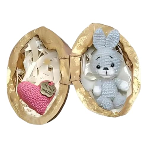 Bunny Bear Stricktier, niedliches Häkeltier mit Herz-Accessoire-Puppe, Ostergeschenk und Dekorationen, handgefertigt, weiche und sichere Garnmaterialien, lustiger und skurriler Look für Kinder und von Dgayaeic
