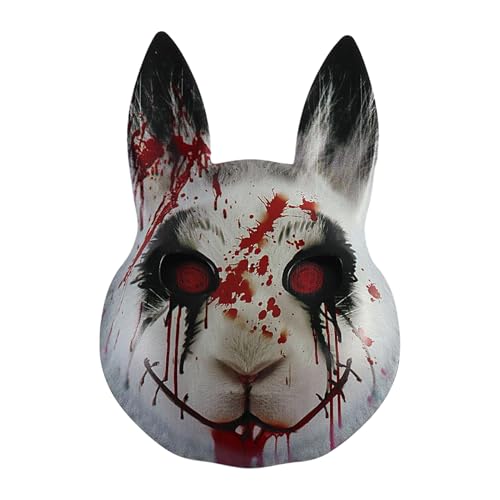 Horror Bloody Kaninchenmasken, atmungsaktiv, PVC, gruseliges Kaninchenkopfkostüm, halbgesicht elastischer Band Realistische Teufel Cosplay -Kostümmasken, Party -Requisiten für Männer und Frauen Horror Bloody Kaninchenmasken, atmungsaktiv, PVC, gruseliges Kaninchenkopfkostüm, halbgesicht elastischer Band Realistische Teufel Cosplay -Kostümmasken, Party -Requisiten für Männer und Frauen von Dgayaeic