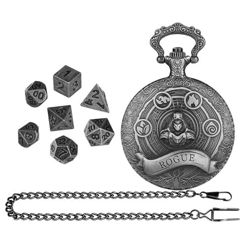 Taschenuhrgehäuse-Würfel-Set, polyedrisches Würfeletui mit Kette, Vintage-Kollektionen, kompaktes und tragbares Entertainment-Set, Metall, 39 cm, tolles Geschenk für Erwachsene und Gamer Taschenuhrgehäuse-Würfel-Set, polyedrisches Würfeletui mit Kette, Vintage-Kollektionen, kompaktes und tragbares Entertainment-Set, Metall, 39 cm, tolles Geschenk für Erwachsene und Gamer von Dgayaeic