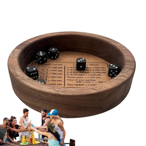 Klassisches Würfelspiel mit Tablett, Holzwürfel, Rooling Cubes, einfach und sicher zu bedienen, Nicht leicht zu beschädigen oder zu brechen, 14 cm, für Erwachsene von Dgkdek