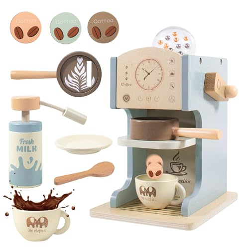 Dhnvcud Kinder Kaffeemaschine Holz, 9 Stück Kinderküche Zubehör Kaffeemaschine, Espressomaschine Holzspielzeug mit Mühle, Spielküche Zubehör Kaffeeservice Rollenspiele Geschenk für Kinder ab 3 Jahre Dhnvcud Kinder Kaffeemaschine Holz, 9 Stück Kinderküche Zubehör Kaffeemaschine, Espressomaschine Holzspielzeug mit Mühle, Spielküche Zubehör Kaffeeservice Rollenspiele Geschenk für Kinder ab 3 Jahre von Dhnvcud