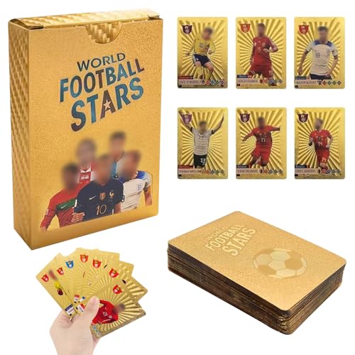 Dhqkqg 55 Stück Fußball-Star-Karten, Fußballkarten 2025, Goldfolien-Champions Premier League Sammler-Fußballkarten, Fußballkarten für Fußballfans und Sammler, Euro-Fußballkarten als Geschenk Dhqkqg 55 Stück Fußball-Star-Karten, Fußballkarten 2025, Goldfolien-Champions Premier League Sammler-Fußballkarten, Fußballkarten für Fußballfans und Sammler, Euro-Fußballkarten als Geschenk von Dhqkqg