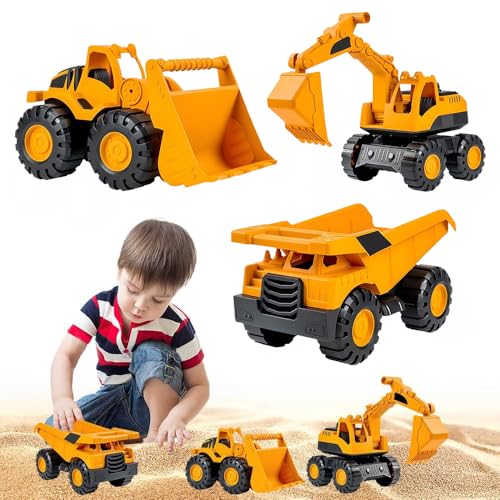 Dhqkqg Bagger Spielzeug, Sandspielzeug Bagger Sandkasten, Sandspielzeug Auto, Mini-Crew Kipplaster, Bagger Baufahrzeug, Sandbagger, Radlader, Sandspielzeugs für Kinder Ab 2-5 Jahr (3pcs) von Dhqkqg