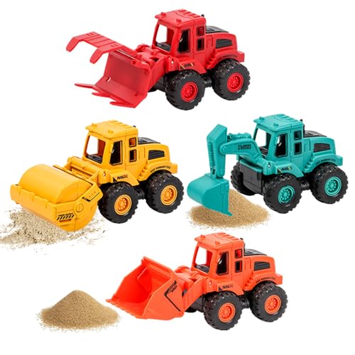 Dhqkqg 4 Stück Baufahrzeuge Spielzeug,Bagger Spielzeug Auto Spielzeugautos Set,Baustellen Fahrzeuge Sandspielzeug Bagger von Dhqkqg