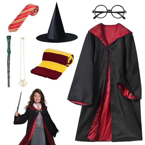 Dhqkqg Kostüm Erwachsene 7 Teiliges, Cosplay Kostüm mit Cape,Magic Wand,Glasses,Scarf,Tie,Halloween Kostüm für Kinder Erwachsene, Kindheitshelden Kostüm,Zauberer für Kostüm,Karneval Cosplay,145-155 CM Dhqkqg Kostüm Erwachsene 7 Teiliges, Cosplay Kostüm mit Cape,Magic Wand,Glasses,Scarf,Tie,Halloween Kostüm für Kinder Erwachsene, Kindheitshelden Kostüm,Zauberer für Kostüm,Karneval Cosplay,145-155 CM von Dhqkqg