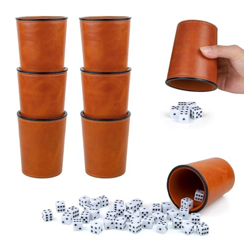 Dhqkqg WüRfelbecher Leder, 6 WüRfelbecher Leder Und 36 WüRfeln, WüRfel Set aus PU Leder, Reisespiele FüR Erwachsene, WüRfelspiel FüR Unterhaltungsspiele, Bar, Puzzles, SpielzubehöR, Braun Dhqkqg WüRfelbecher Leder, 6 WüRfelbecher Leder Und 36 WüRfeln, WüRfel Set aus PU Leder, Reisespiele FüR Erwachsene, WüRfelspiel FüR Unterhaltungsspiele, Bar, Puzzles, SpielzubehöR, Braun von Dhqkqg