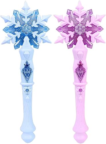 Dhqkqg Schneeflocke Magischen Zauberstab, 2 Stück Leuchtender Schneestab, LED-Schneestab-Spielzeug mit Sound, für Mädchen, Geburtstagsfeier Dekoration, Weihnacht, Halloween, Eispark Party Cosplay von Dhqkqg