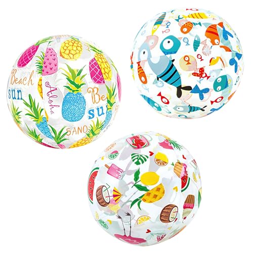 Dhqkqg Wasserball Aufblasbar, 3 Stück Aufblasbare Strandbal, 35 cm Transparent Inflatable Wasserball, Inflatable Beach Ball, Strandball Schwimmball für Beach Pool Party Wasserspielzeug von Dhqkqg