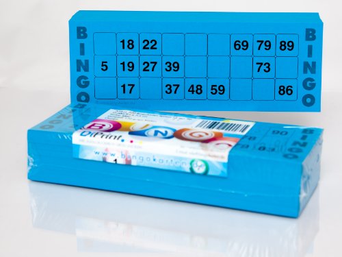 200 große Bingokarten für Senioren 15 aus 90 Zahlen (blau) von DiPrint