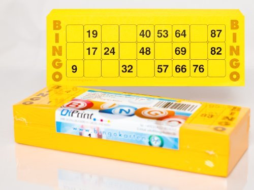 200 große Bingokarten für Senioren 15 aus 90 Zahlen (gelb) von DiPrint