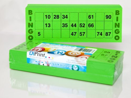 200 große Bingokarten für Senioren 15 aus 90 Zahlen (grün) von DiPrint