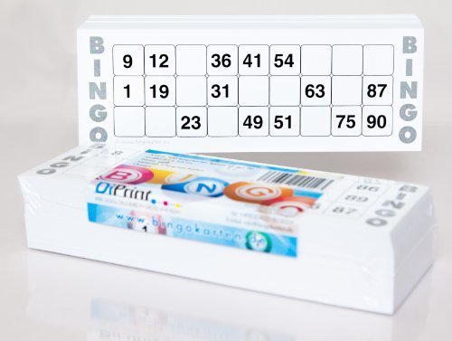 200 große Bingokarten für Senioren 15 aus 90 Zahlen (weiß) von DiPrint