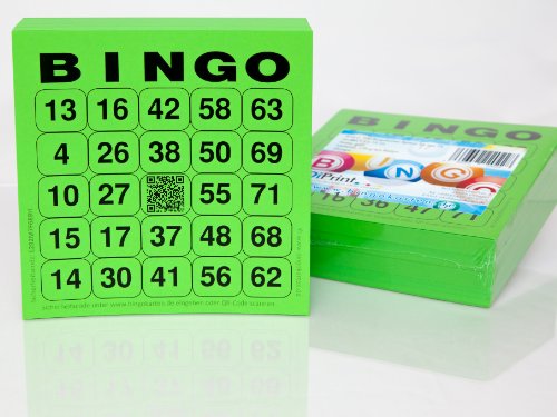 DiPrint 200 große Bingokarten für Senioren 24 aus 75 mit Joker in der Mitte (grün) von DiPrint