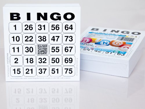 DiPrint 200 große Bingokarten für Senioren 24 aus 75 mit Joker in der Mitte (weiß) von DiPrint