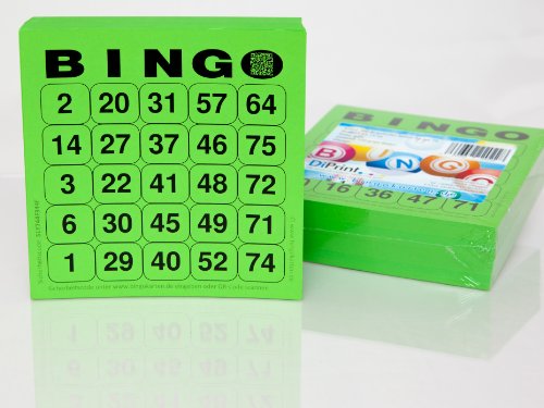 200 große Bingokarten für Senioren 25 aus 75 (grün) von DiPrint