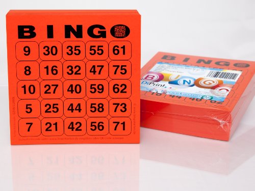 DiPrint 200 große Bingokarten für Senioren 25 aus 75 (rot) von DiPrint