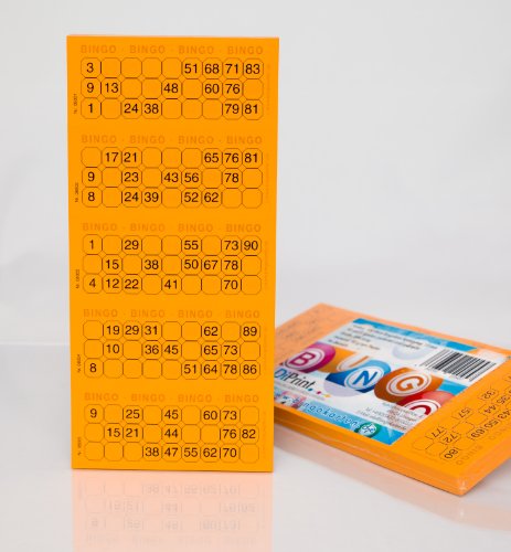 Bingo-Ticket-Block System 15 aus 90 Kugeln (orange) von DiPrint