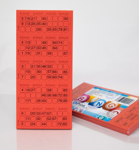 Bingo-Ticket-Block System 15 aus 90 Kugeln (rot) von DiPrint
