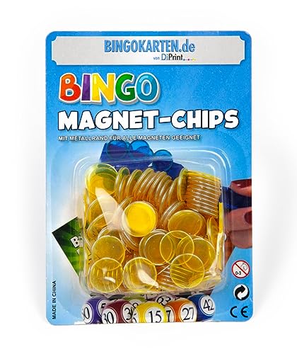 DiPrint 100 Bingo Magnet-Chips mit Metallrand (Gelb) von DiPrint