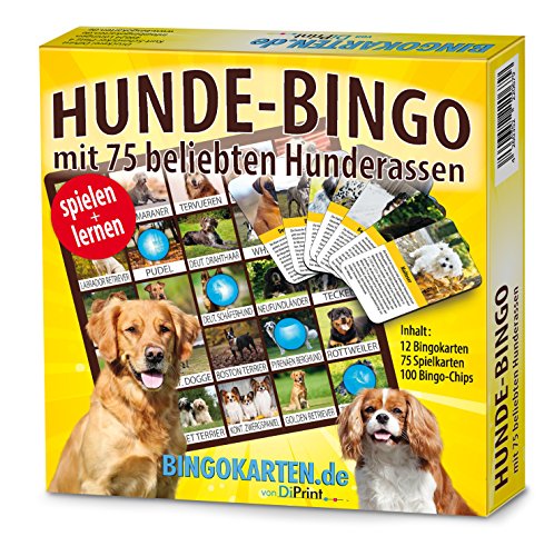 DiPrint Hunde-Bingo Spiel mit 75 der beliebtesten Hunderassen von DiPrint
