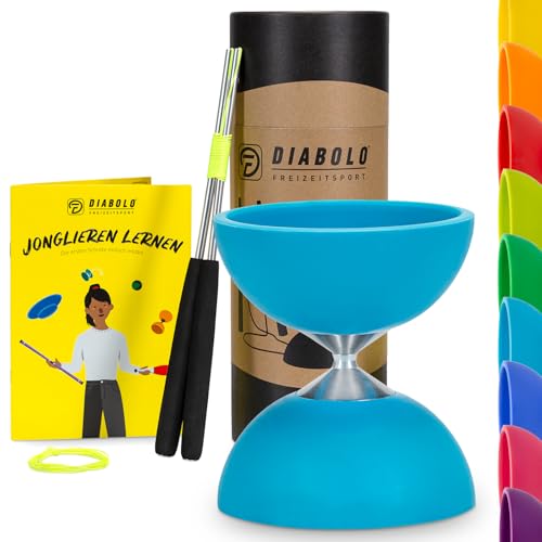 Diabolo Freizeitsport Jonglier-Set Basic (türkis) - Diabolo mit Aluminium-Handsticks, Ersatzschnur, Anleitung. Perfekt für Kinder, Einsteiger & Anfänger von Diabolo Freizeitsport